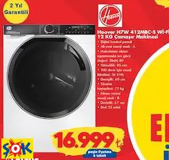 HOOVER H7W 412MBC-S Wİ-Fİ 12 KG ÇAMAŞIR MAKİNESİ